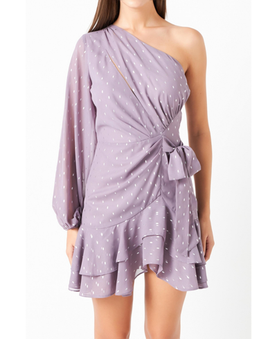 Shop Endless Rose Women's One Shoulder Mini Dress In Dusty Lavender