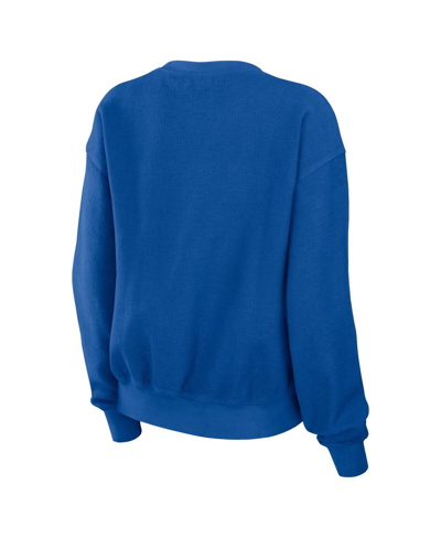 Shop Wear By Erin Andrews Women's  Royal Distressed New York Mets Vintage-like Cord Pullover Sweatshirt