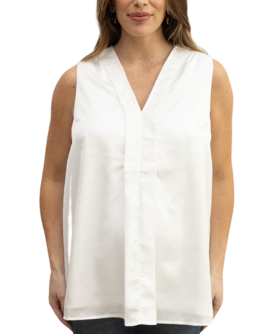Shop Emilia George Maternity Lily Top In Satin White