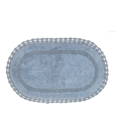 Home Weavers Hampton Crochet Reversible Bath Rug, 21" X 34" In Blue