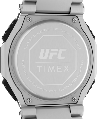 Timex Ufc Men's Colossus Analog-digital Silver-tone Stainless Steel Watch, 45mm In Silver-tone
