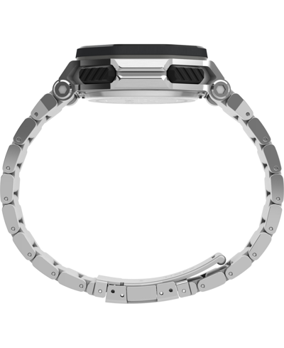 Timex Ufc Men's Colossus Analog-digital Silver-tone Stainless Steel Watch, 45mm In Silver-tone
