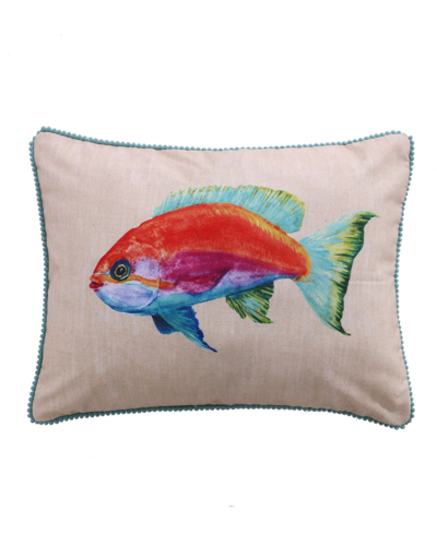 Levtex Beach Walk Colored Fish Decorative Pillow, 14" X 18" In Teal