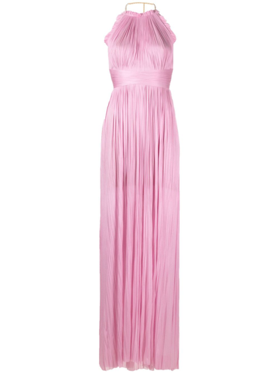 Shop Maria Lucia Hohan Pink Summer Pleated Long Dress