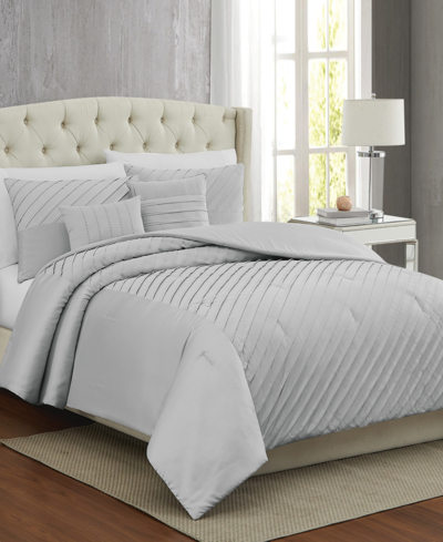 Shop Pem America James Pleated 9 Piece Comforter Set, King In Silver