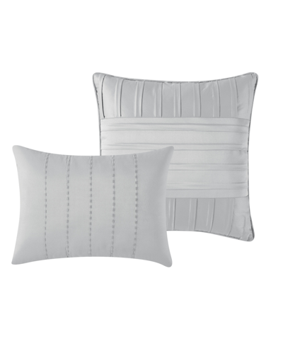 Pem America James Pleated 9 Piece Comforter Set, Queen In Silver