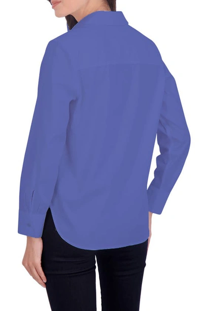 Foxcroft Meghan Solid Cotton Button-up Shirt In Dark Chambray