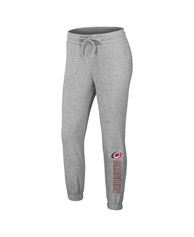 Wear By Erin Andrews Heather Gray Carolina Hurricanes Knit Long Sleeve Tri-blend T-shirt & Pants Sle In Heather Gray