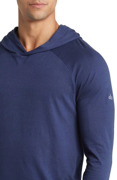 Shop Alo Yoga Core Pullover Hoodie In Navy