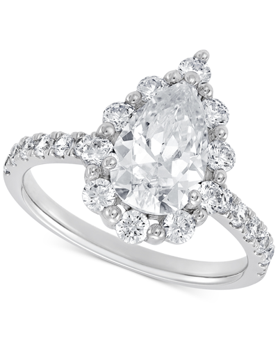 Shop Grown With Love Igi Certified Lab Grown Diamond Pear-cut Halo Engagement Ring (3 Ct. T.w.) In 14k White Gold