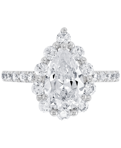 Grown With Love Igi Certified Lab Grown Diamond Pear-cut Halo Engagement Ring (3 Ct. T.w.) In 14k White Gold In White Gold
