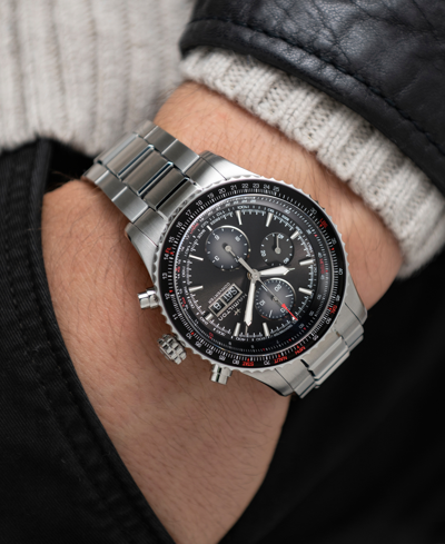 Shop Hamilton Men's Swiss Automatic Chronograph Khaki Aviation Converter Stainless Steel Bracelet Watch 44mm