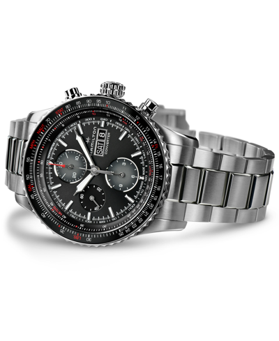 Shop Hamilton Men's Swiss Automatic Chronograph Khaki Aviation Converter Stainless Steel Bracelet Watch 44mm