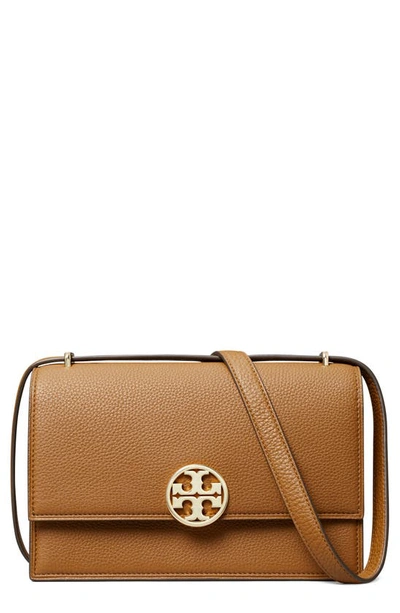 Shop Tory Burch Miller Leather Convertible Shoulder Bag In Forest Brown