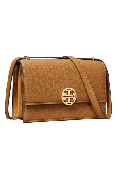 Shop Tory Burch Miller Leather Convertible Shoulder Bag In Forest Brown