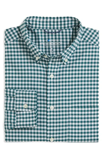 Shop Vineyard Vines Classic Fit On-the-go Brrrº Gingham Button-down Shirt In Charleston Green