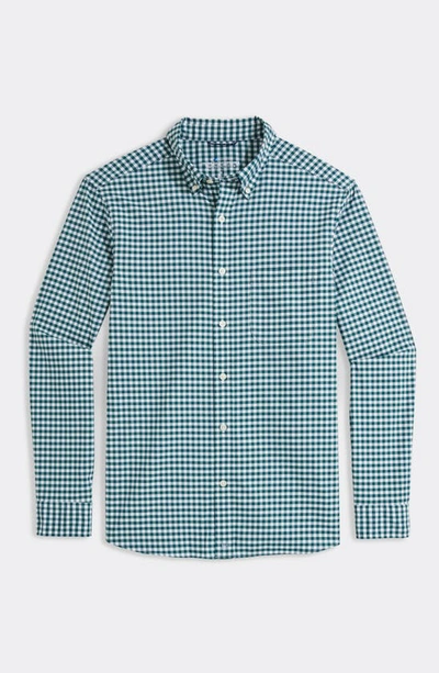 Shop Vineyard Vines Classic Fit On-the-go Brrrº Gingham Button-down Shirt In Charleston Green