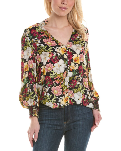 Shop Alice And Olivia Reilly Silk Blouse In Black