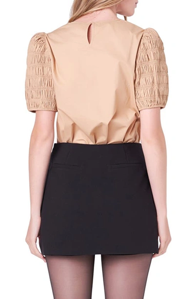 English Factory Smocked Top In Tan