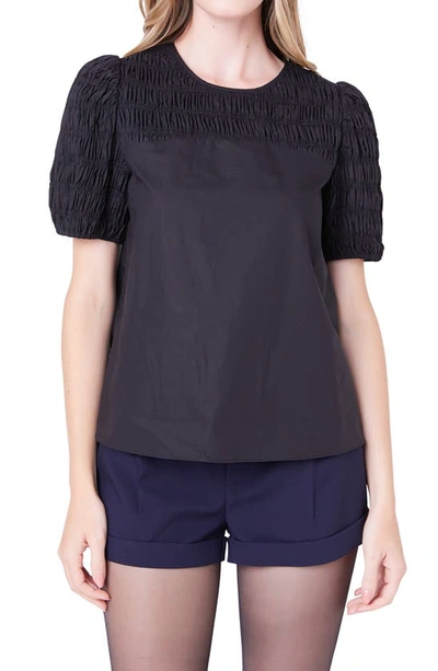 English Factory Smocked Top In Black