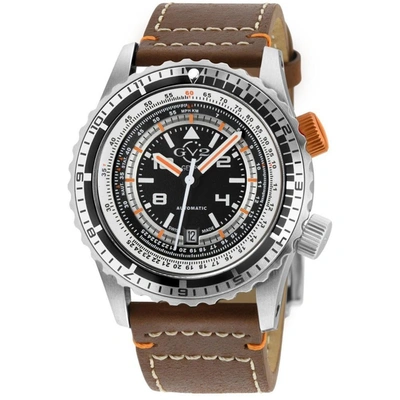Shop Gv2 Contasecondi Men's Watch Black/orange Dial Brown Calfskin Leather Strap