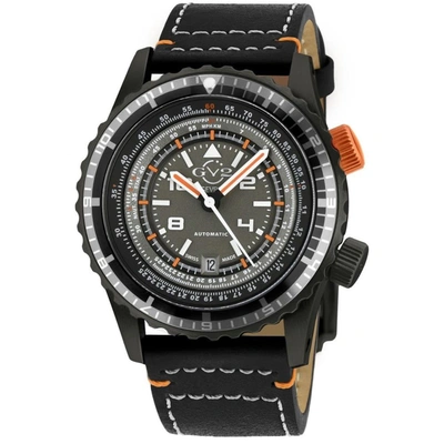 Shop Gv2 Contasecondi Men's Watch Grey/orange Dial Black Calfskin Leather Strap