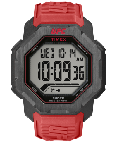 Shop Timex Ufc Men's Knockout Digital Red Polyurethane Watch, 48mm