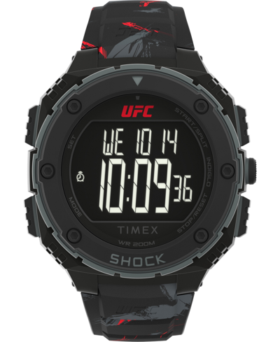 Shop Timex Ufc Men's Shockxl Digital Black Polyurethane Watch, 50mm