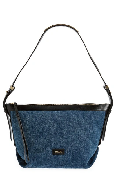 Shop Isabel Marant Leyden Denim Hobo Bag In Dark Blue