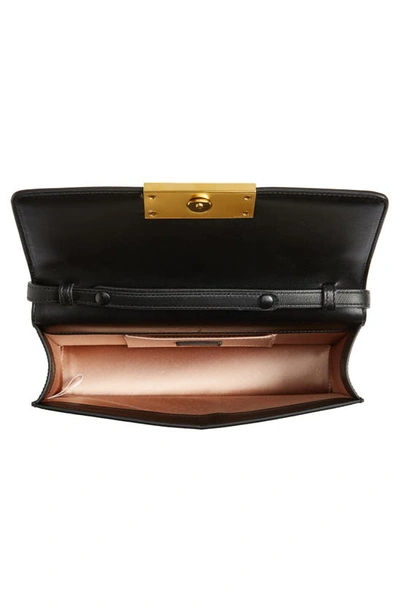 Shop Jimmy Choo Diamond Link Leather Top Handle Clutch In Black/ Gold
