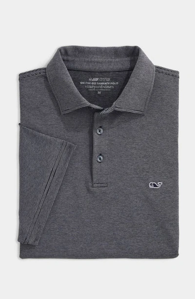 Vineyard Vines St. Jean Stripe Sankaty Performance Polo In Stp J Black Tej/wht