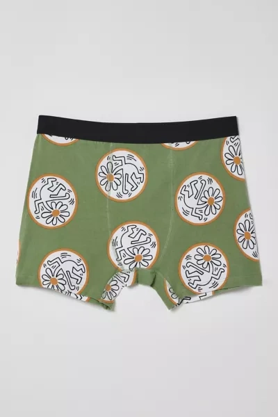 Shop Keith Haring Dancing Flower Boxer Brief In Olive, Men's At Urban Outfitters