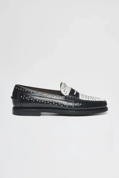 Sebago Dan Studs Loafer In Black/white, Women's At Urban Outfitters In Black/white