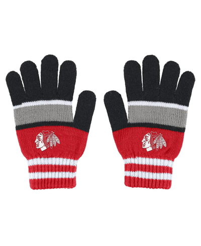 Wear By Erin Andrews Women's  Chicago Blackhawks Stripe Glove And Scarf Set In Red,black