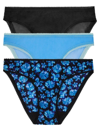 Shop On Gossamer Mesh Hip Bikini 3-pack In Galaxy,blue,black
