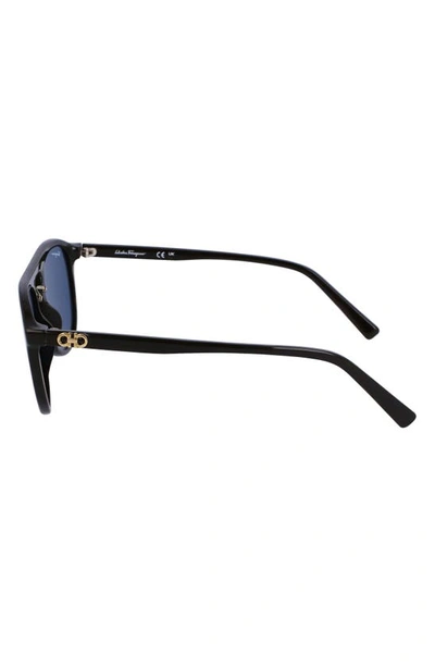 Shop Ferragamo Gancini 54mm Aviator Sunglasses In Blue/ Black
