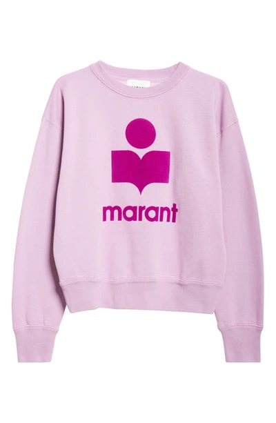 Shop Isabel Marant Étoile Mobyli Logo Cotton Sweatshirt In Lilac/ Purple