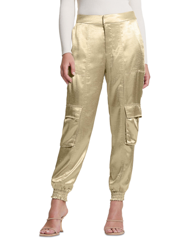 Shop Guess Women's Soundwave High-rise Satin Cargo Pants In Cemento