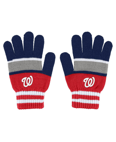 Wear By Erin Andrews Women's  Washington Nationals Stripe Glove And Scarf Set In Red,navy