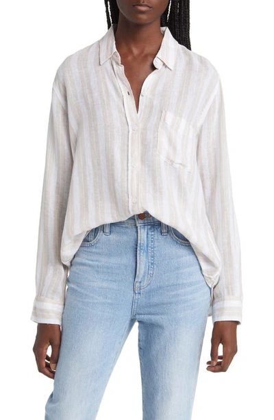 Shop Rails Charli Linen Blend Button-up Shirt In Shore Stripe