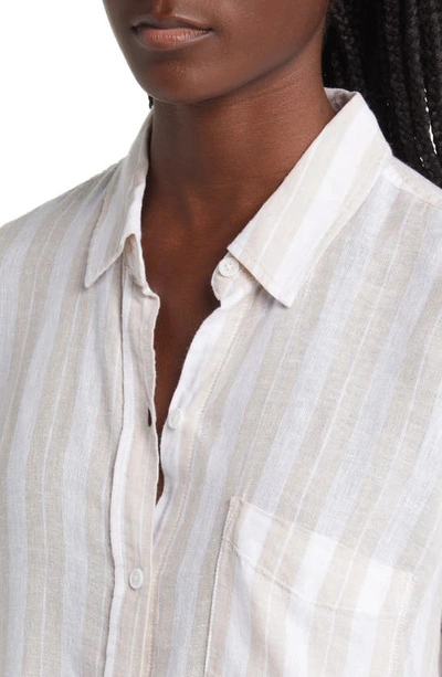 Shop Rails Charli Linen Blend Button-up Shirt In Shore Stripe