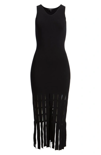 Shop Rails Kaia Fringe Detail Knit Midi Dress In Black