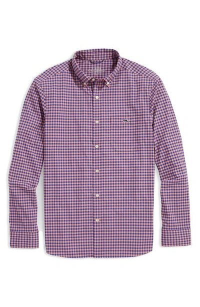 Shop Vineyard Vines Gingham On-the-go Button-down Shirt In Gingham Tequila Sunrise