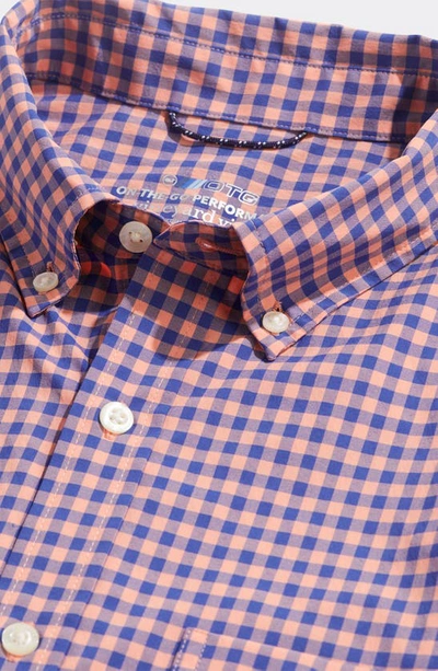 Shop Vineyard Vines Gingham On-the-go Button-down Shirt In Gingham Tequila Sunrise