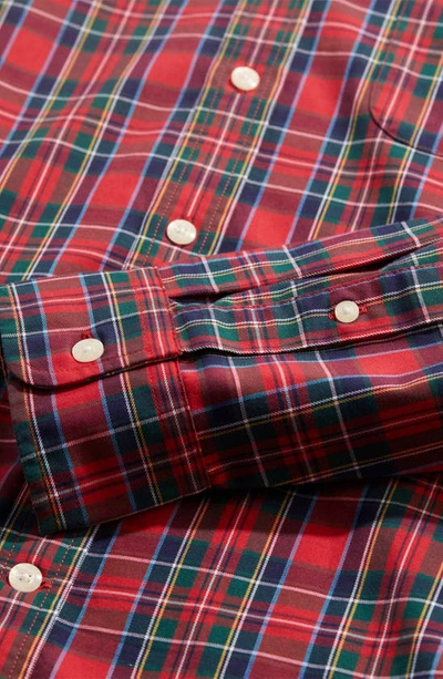 Shop Vineyard Vines Stewart Tartan Stretch Twill Button-down Shirt In Red Velvet