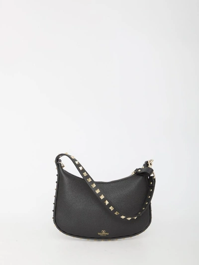 Shop Valentino Mini Hobo Rockstud Bag In Black
