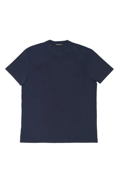 Shop Tom Ford Short Sleeve Crewneck T-shirt In Dark Blue