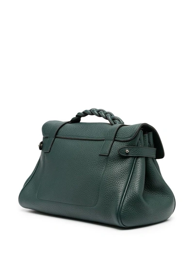 Shop Mulberry Woman's Alexa Heavy Green Leather  Handbag