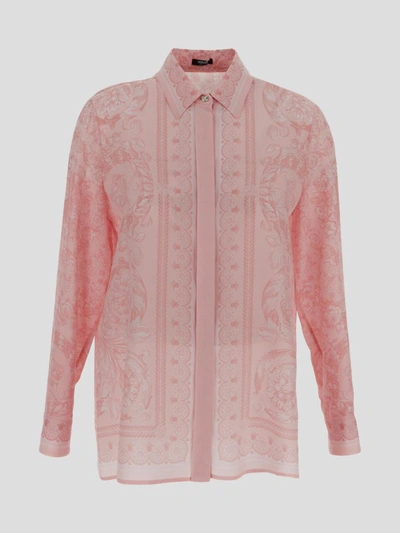 Shop Versace Shirts In Palepink