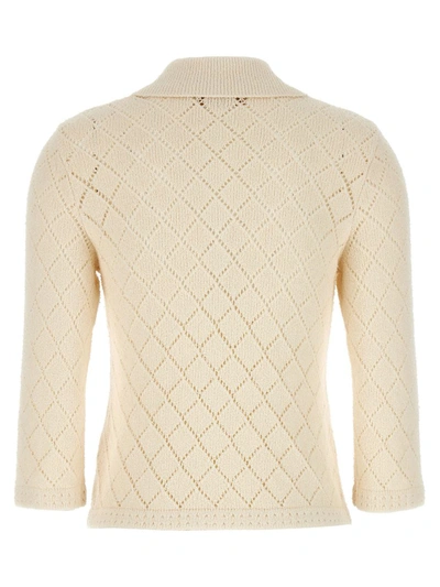 Shop Zimmermann 'matchmaker Pointelle Polo Top' Sweater In White